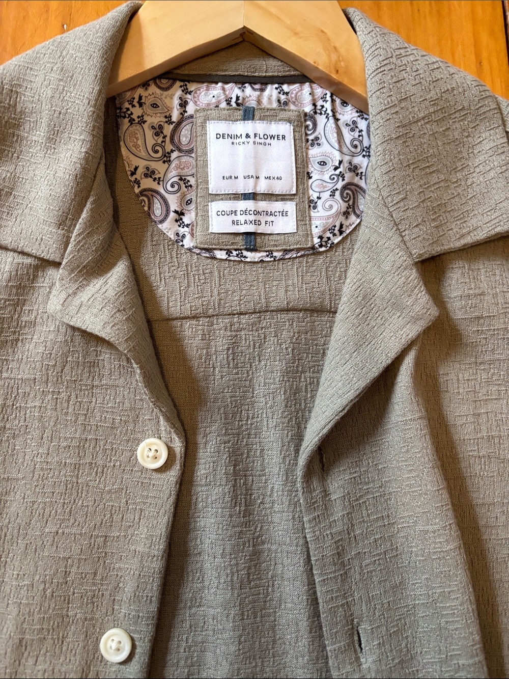 Denim & Flower Relaxed Notched-Collar Blazer in Olive Green
